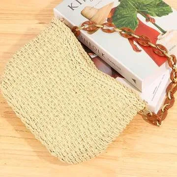 GOKTOW Straw Purse Bag,Woven Handbag,Summer Purse,Raffia Tote CrossBag for Beach Summer Travel，Beige