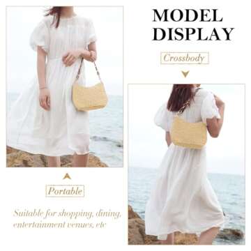 GOKTOW Straw Purse Bag,Woven Handbag,Summer Purse,Raffia Tote CrossBag for Beach Summer Travel，Beige