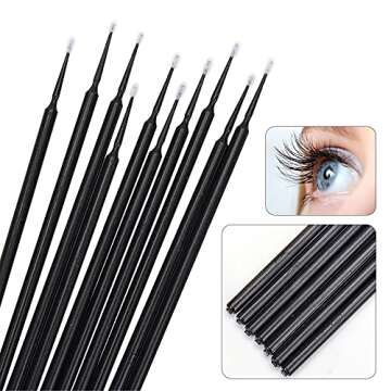 400 PCS Micro Applicator Brushes Disposable Eyelash Extension Microswab Mascara Wands Brush For Lash Remover Brush Tools Black(head diameter 1.5mm)