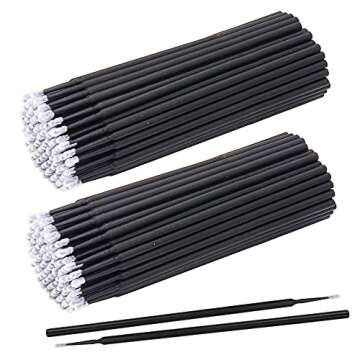 400 PCS Micro Applicator Brushes Disposable Eyelash Extension Microswab Mascara Wands Brush For Lash Remover Brush Tools Black(head diameter 1.5mm)