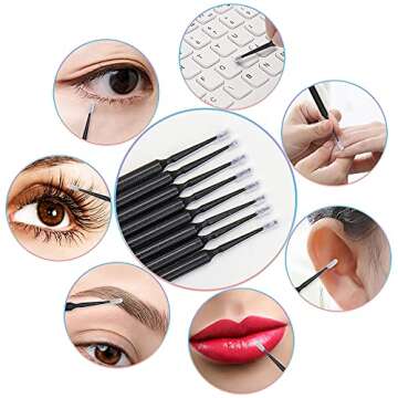 400 PCS Micro Applicator Brushes Disposable Eyelash Extension Microswab Mascara Wands Brush For Lash Remover Brush Tools Black(head diameter 1.5mm)