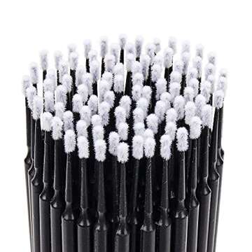 400 PCS Micro Applicator Brushes Disposable Eyelash Extension Microswab Mascara Wands Brush For Lash Remover Brush Tools Black(head diameter 1.5mm)