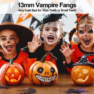CIKICY Vampire Teeth Halloween Party Favors Vampire Fangs Kids, Fake Fangs Teeth Realistic Cosplay Werewolf Vampire Accessories, Scary Kids Party Decorations Halloween Teeth Makeup Gifts
