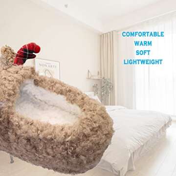 Thgonwid Women's Christmas Cute Deer Plush Soft Warm Home Slippers Indoor Shoes for Outdoor
