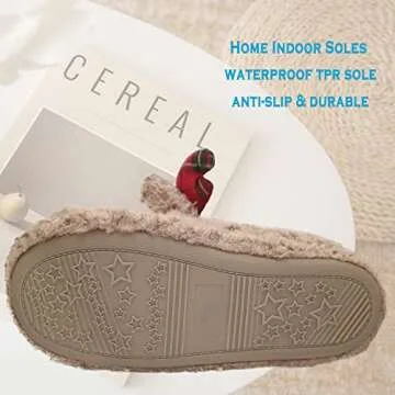 Thgonwid Cute Christmas Reindeer Plush Slippers for Women