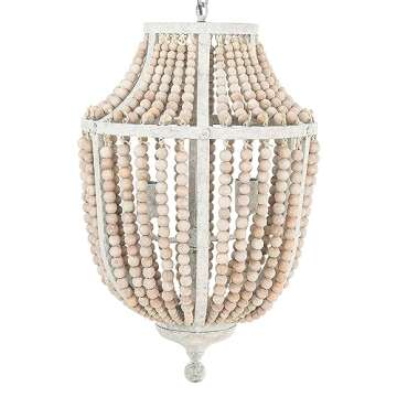 Creative Co-Op Wood Bead Chandelier for Elegance