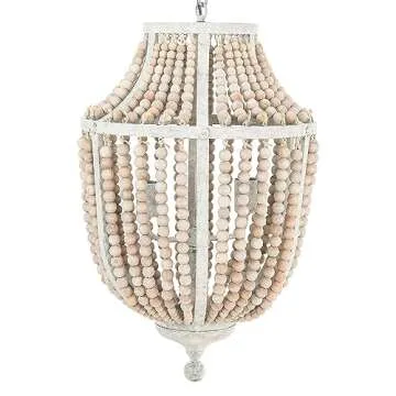 Creative Co-Op Wood Bead Chandelier for Elegance