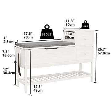 IRONCK Storage Bench, Entryway Shoe Bench with Flip Top Storage Space and 2 Drawers, Holds up to 330...