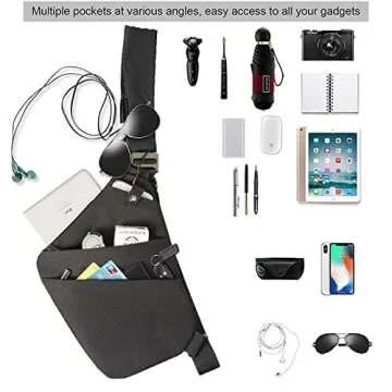 Sling Bag Light Thin Chest Shoulder Bag Casual Daypack Shoulder Crossbody Wander Plus Anti Theft Bag Outdoor Travel Hiking Bag (1.0 Black, Small)