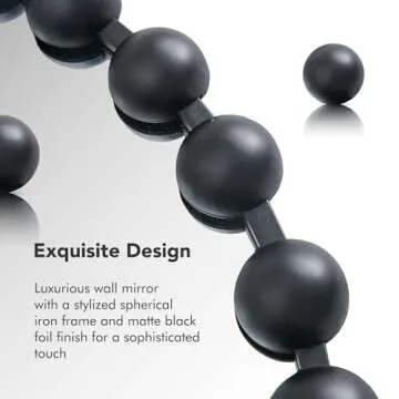 MADISON PARK SIGNATURE Wall Décor Marlowe Metal Spherical Frame Round Mirror for Living Room - Home Accent, Ready to Hang Bedroom Decoration, 36" Diameter, Black