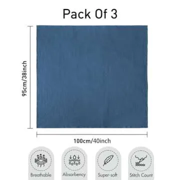 Muslin Swaddle Blankets for Newborn, 3 Pack Breathable Soft Receiving Blanket, Large 38 x 40 inches Swaddle Wrap Burping Clothes Diapers, Essentials Infant Shower Items, Toddler Gift (Graceful Colors)