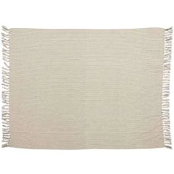 Piper Classics Katie's Vintage Stripe Throw Blanket, 70" L x 55" W, Oversized, Urban Rustic Farmhouse Bedding, Natural Cream w/Black Stripes Blanket