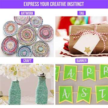 Bakers Twines Cotton Twine – 2mm 100% Natural Twine String Cords for DIY Art & Crafts, Christmas Wrapping, Home Decoration & Tags - 15 Rolls Assorted Color Baker’s Twine Ropes (82 Feet/Roll)