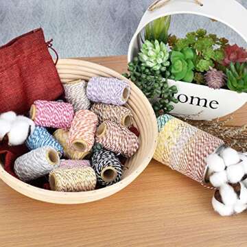 Bakers Twines Cotton Twine – 2mm 100% Natural Twine String Cords for DIY Art & Crafts, Christmas Wrapping, Home Decoration & Tags - 15 Rolls Assorted Color Baker’s Twine Ropes (82 Feet/Roll)