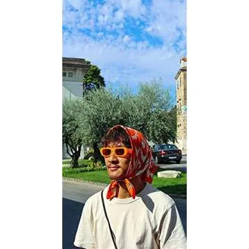 ADE WU Rectangle Sunglasses for Women Men Retro 90s Sunglasses Trendy Orange Frame Glasses Y2K Brown Lens Shades