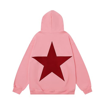 Aelfric Eden Pink Star Graphic Hoodies for Men Y2k Hoodies Oversized Sweatshirt Hip Hop Streetwear P...