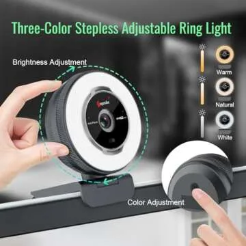 Angetube Streaming Webcam with Microphone: 1080P 60FPS USB Web Cam with Ring Light and Remote Contro...