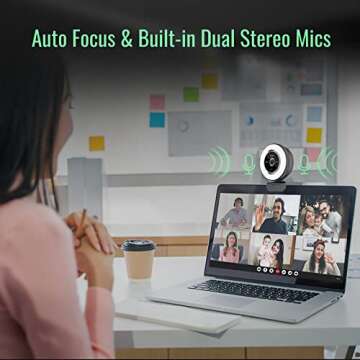 Angetube 1080P Webcam with Ring Light & Remote Control