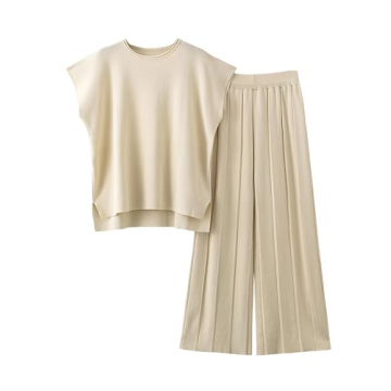 TIQOJE Women’s Stylish Knit Pullover & Pants Set