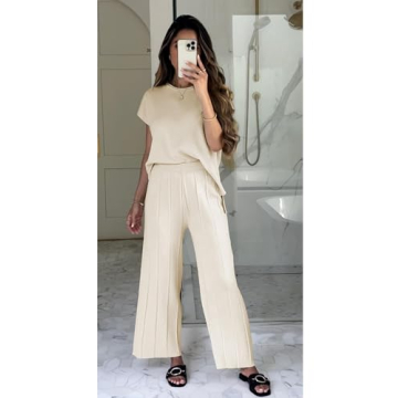 TIQOJE Women’s Stylish Knit Pullover & Pants Set