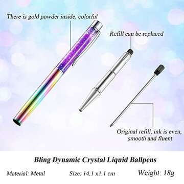HESTYA 16 Pieces Ballpoint Pens Flower Dynamic Crystal Pens for School Black Ink Ballpoint Flower Li...