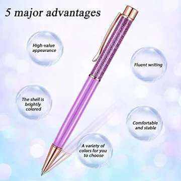 HESTYA 16 Pieces Ballpoint Pens Flower Dynamic Crystal Pens for School Black Ink Ballpoint Flower Liquid Sand for Birthday, Back to School Seasons, Wedding, Home Office(Liquid Style)