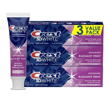 Crest 3D White Toothpaste Radiant Mint, 3.8 Oz (3 Pack)