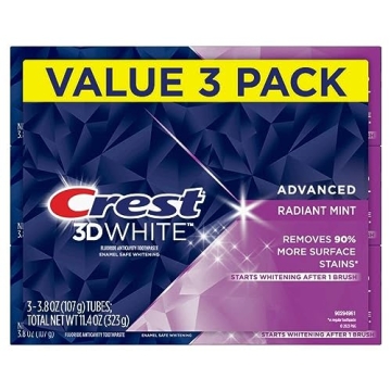 Crest 3D White Toothpaste Radiant Mint, 3.8 Oz (3 Pack)