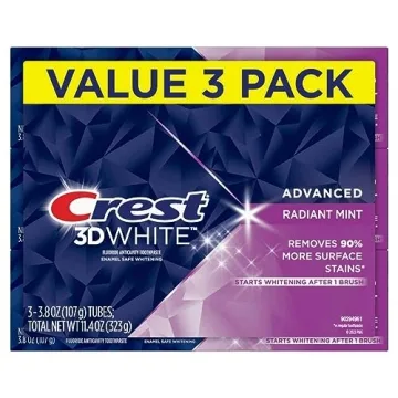 Crest 3D White Toothpaste Radiant Mint, 3.8 Oz (3 Pack)