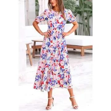 Bohemian Floral Print Summer Dress for Women - PRETTYGARDEN