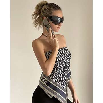 TYA Wrap Around Y2k Sunglasses For Women Men, Futuristic Oversized Shield Rimless Sun Glasses Fashion Vintage Black Shades