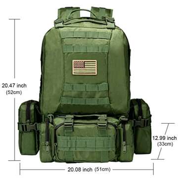 CVLIFE Tactical Backpack Military Army Rucksack 60L Large Assault Pack Detachable Molle Bag