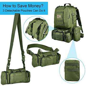 CVLIFE Tactical Backpack Military Army Rucksack 60L Large Assault Pack Detachable Molle Bag