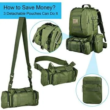 CVLIFE Tactical Backpack Military Army Rucksack 60L Large Assault Pack Detachable Molle Bag