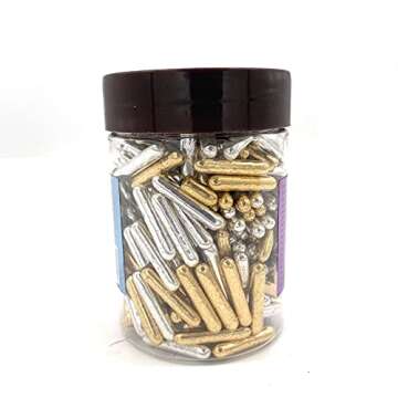 Weraru Gold Silver Pearl Sugar Sprinkles Candy Baking Cake Decorations Cupcake Toppers Cookie Decorating Celebrations Wedding Shower Party Chirstmas Supplies 130g/ 4.6oz