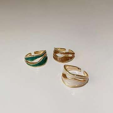 YLSTECSL Colorful Adjustable Enamel Ring For Women Gold Plated Irregular Elegant Oil Drip Friendship...