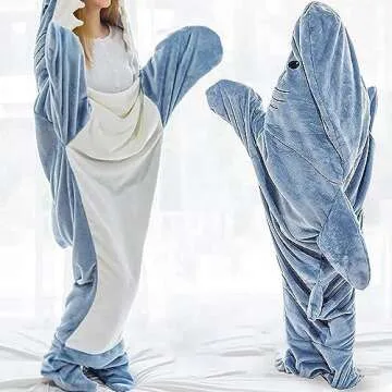 Shark Blanket Hoodie Adult, Wearable Shark Blanket, Shark Sleeping Bag, Soft Cozy Warm Flannel Hoodie, Shark Blanket Onesie