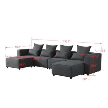 BIOEVER Modular Sectional Sofa, Convertible U Shaped Sofa Couch with Reversible Chaise Modular Sofa ...