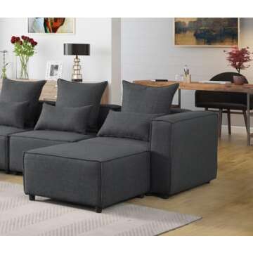 BIOEVER Modular Sectional Sofa, Convertible U Shaped Sofa Couch with Reversible Chaise Modular Sofa Bed with Linen Fabric for Living Room,Apartment and Office (Dark Gray)