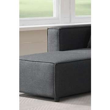 BIOEVER Modular Sectional Sofa, Convertible U Shaped Sofa Couch with Reversible Chaise Modular Sofa Bed with Linen Fabric for Living Room,Apartment and Office (Dark Gray)