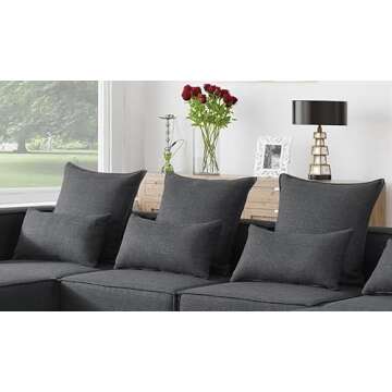 BIOEVER Modular Sectional Sofa, Convertible U Shaped Sofa Couch with Reversible Chaise Modular Sofa Bed with Linen Fabric for Living Room,Apartment and Office (Dark Gray)