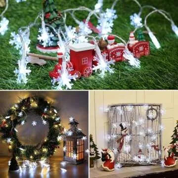 Battery Operated Christmas Snowflake String Lights 20ft
