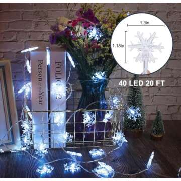 Battery Operated Christmas Snowflake String Lights 20ft