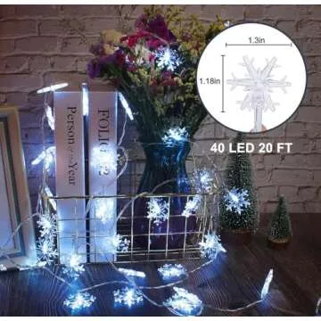 Battery Operated Christmas Snowflake String Lights 20ft