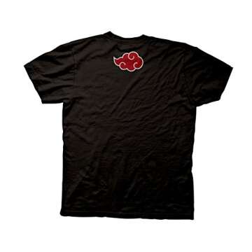 Ripple Junction Naruto Shippuden Men's Short Sleeve T-Shirt Anti-Village & Akatsuki Red Cloud Front Back Anime XL Black