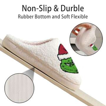 pwuzcye Christmas Slippers for Women Indoor Fluffy Cartoon Womens Cozy Fuzzy House Slippers Plush Warm Memory Foam Winter Slippers Christmas Gifts for Women Men Girlss-White