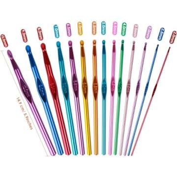 Crochet Hooks Set, Aluminum Handle Knitting Needles for Arthritic Hands, Crochet Needles for Yarn Craft, Nice Gift for Women