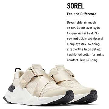 Sorel Women's Kinetic RNEGD Strap Sneaker — Fawn, Sea Salt — Lightweight Mesh & Suede Sneakers — Size 10