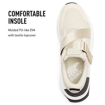 Sorel Women's Kinetic RNEGD Strap Sneaker — Fawn, Sea Salt — Lightweight Mesh & Suede Sneakers — Size 10