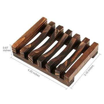 Anwenk Wooden Soap Dish Soap Saver Holder Soap Tray for Bathroom Shower Rectangular Sink Drainer Hand Craft for Soap,Sponges and More (1Pack)